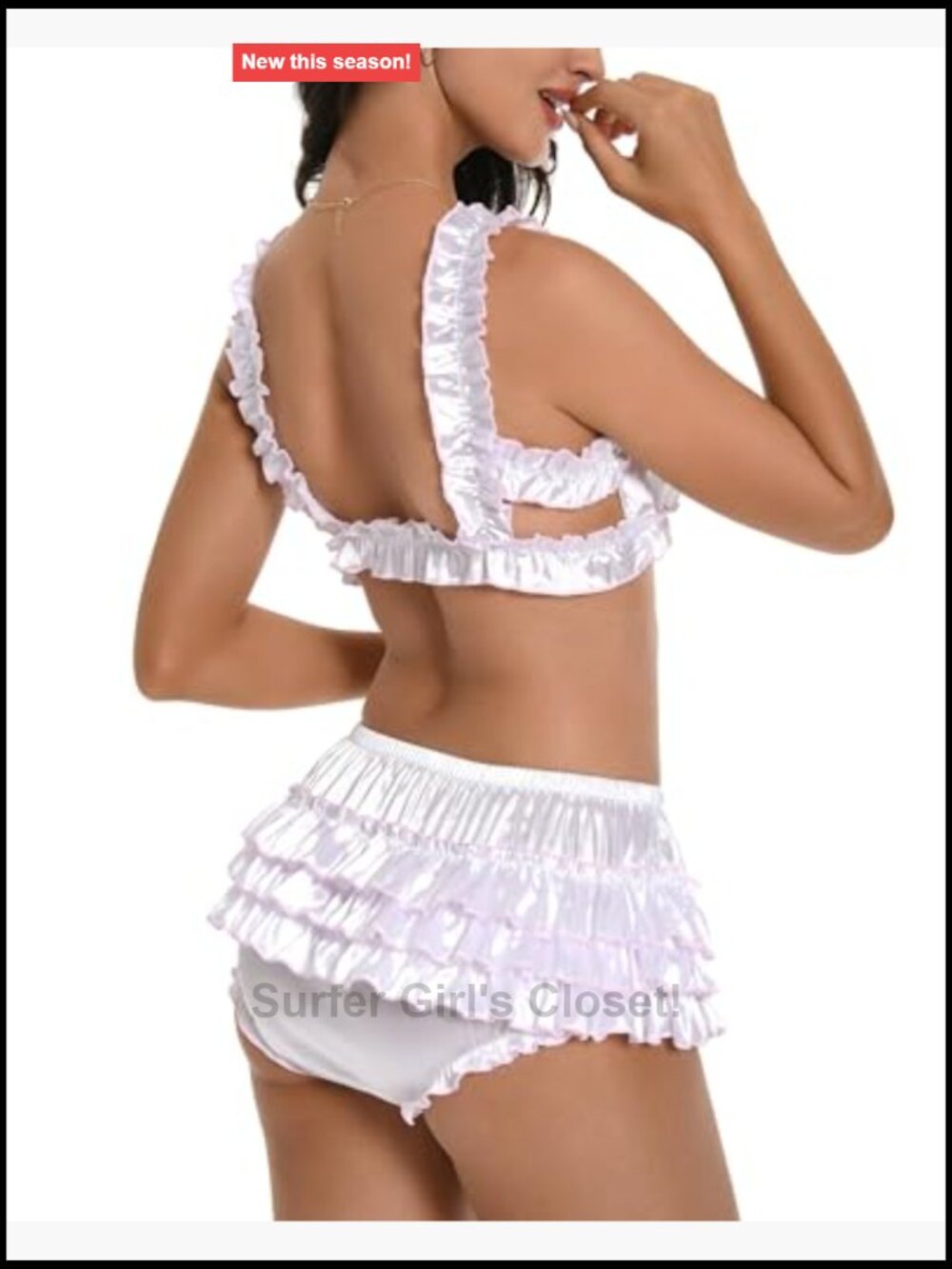 Silky Satin Lingerie Bralette - Ruffled Frilly Fitted - Picture 4 of 7